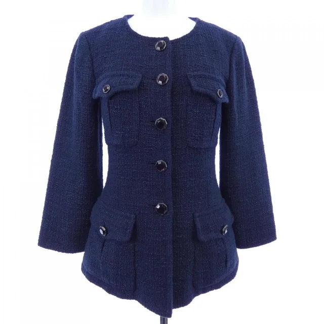 Chanel Collarless Jacket Navy in Navy from The Reluxe