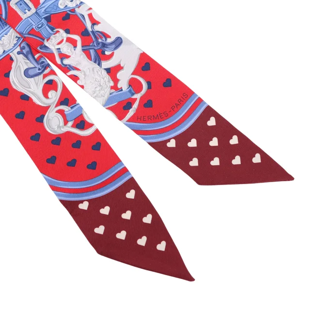Hermès Twilly Brides de Gala Love Red Blue in Red Silk from Ginza Xiaoma, photo 3 of 4
