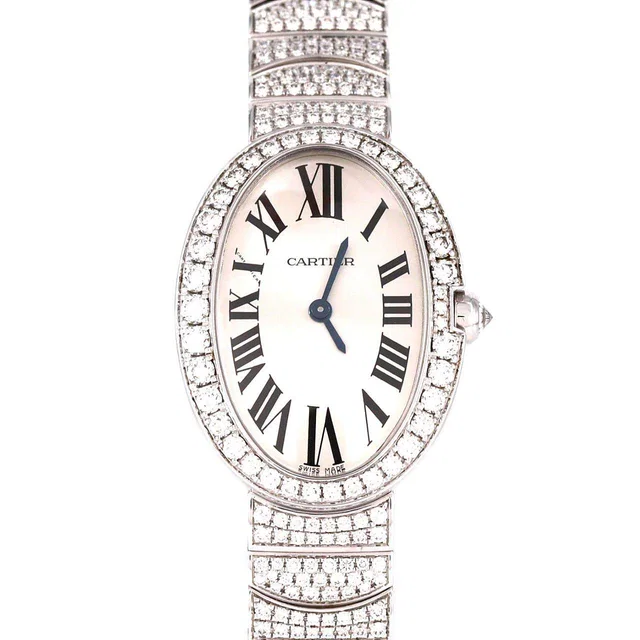 Cartier Baignoire White Gold Quartz in White from LuxUness