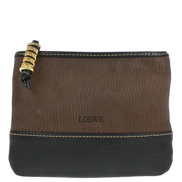 Loewe Brown Velasquez Pouch Bag in Brown Leather from AMORE Vintage Tokyo