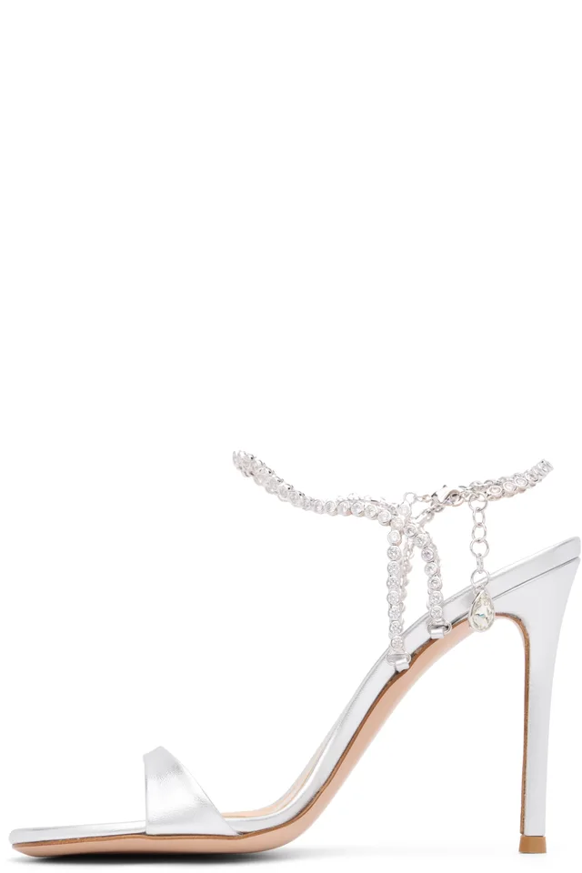 Gianvito Rossi Silver Eternity Heeled Sandals, photo 3 of 5 from SSENSE