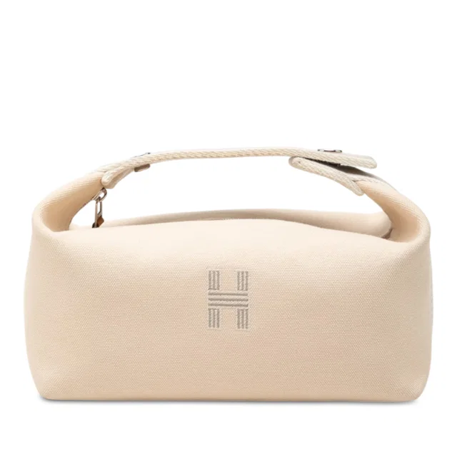 Beige Hermès Small Toile Bride A Brac Case Vanity Bag in Beige Canvas from Designer Revival