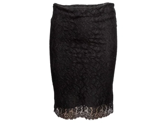Black Alexander McQueen Lace Pencil Skirt Size IT 42 in Black from Designer Revival