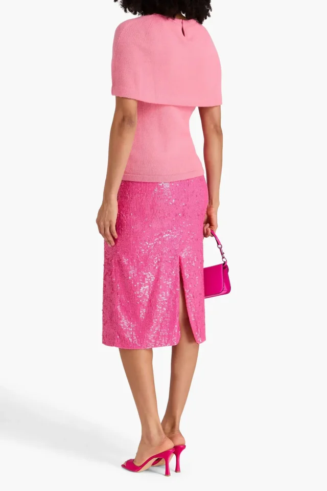 Carolina Herrera Cape-Effect Wool and Cashmere-Blend Top in Pink, photo 7 of 8 from THE OUTNET