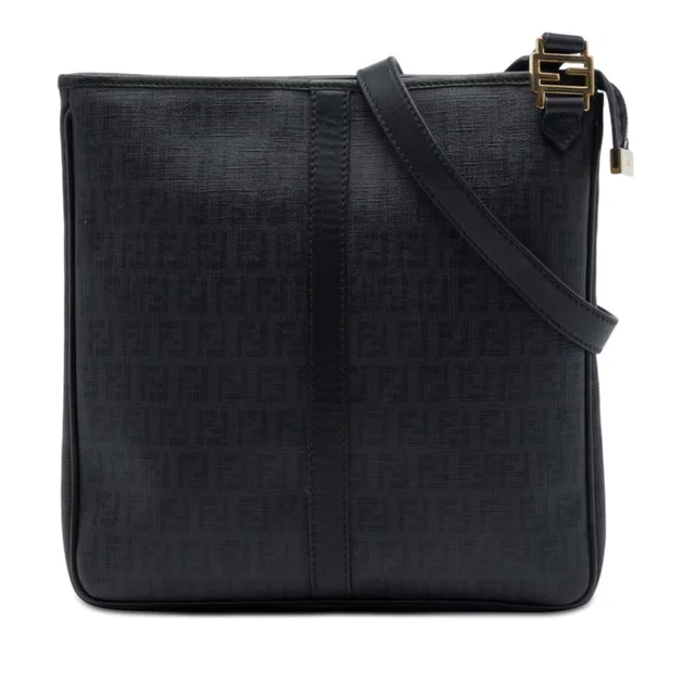 Black Fendi Zucchino Spalmati Crossbody in Black Coated canvas from Designer Revival
