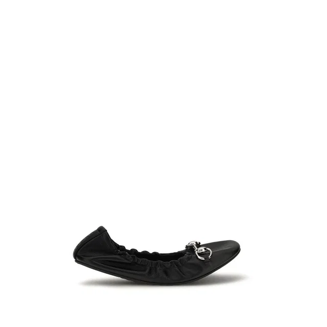 Gucci Black Calf Leather Bos Taurus Ballet Flats in Black Calfskin from HEWI