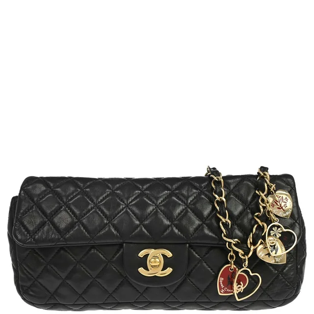 Chanel 2009-2010 Black Lambskin Valentine East West Shoulder Bag in Black Lambskin from AMORE Vintage Tokyo