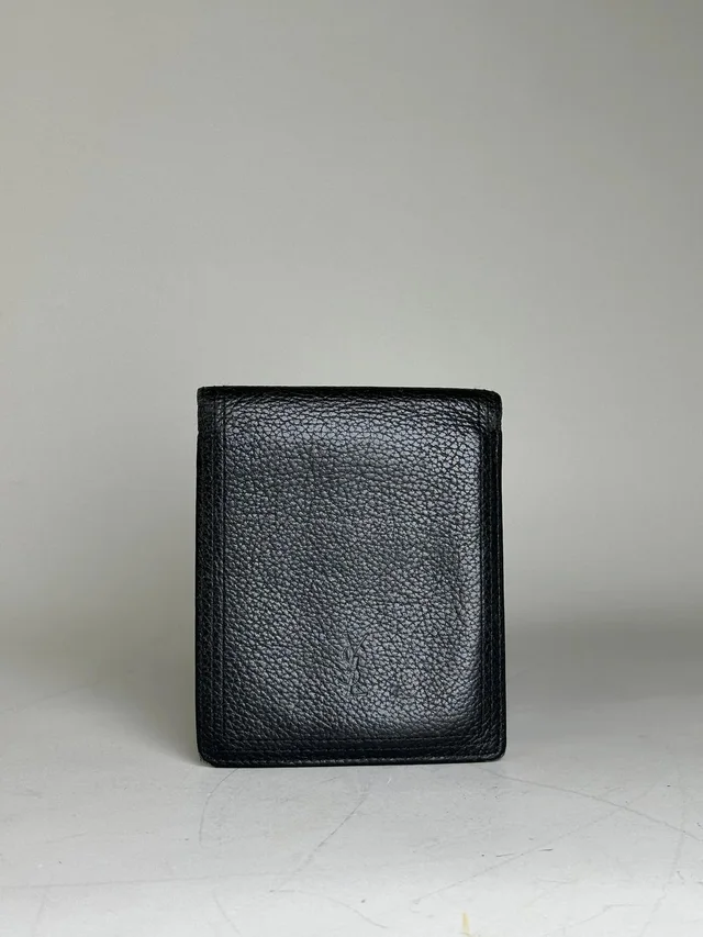Saint Laurent Vintage Textured Leather Wallet Black Silver in black Leather from Grailed