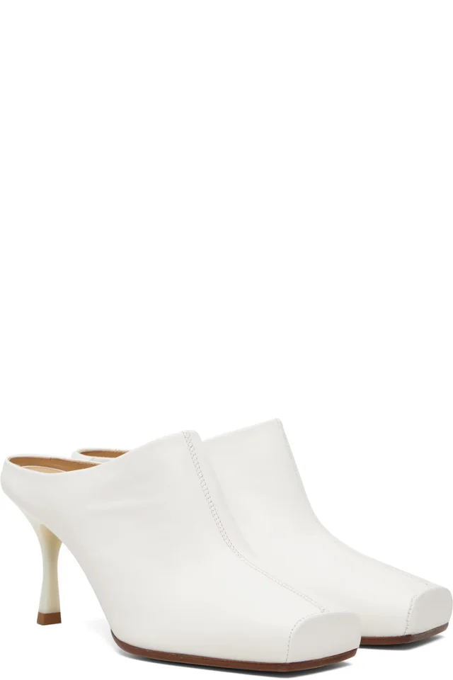 MM6 Maison Margiela White Ballerina Mule Heels, photo 4 of 5 from SSENSE