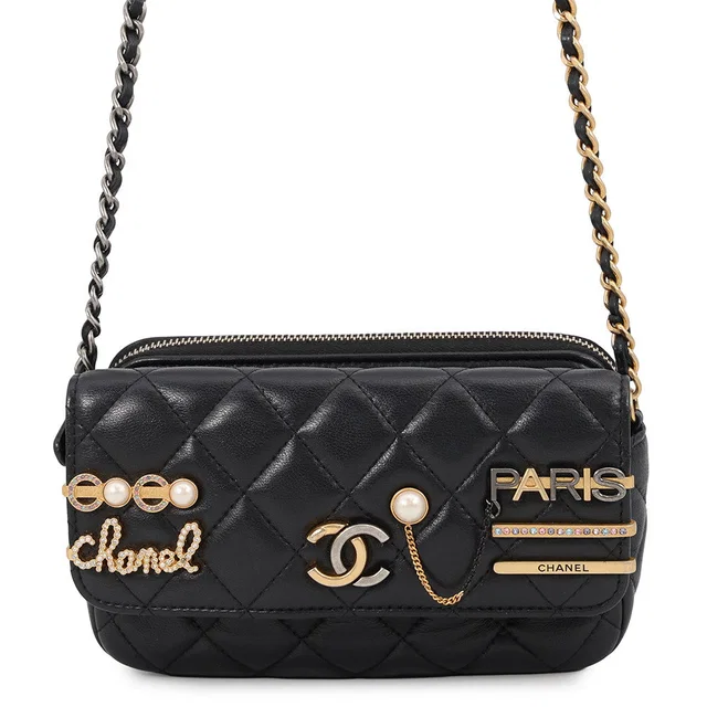 Chanel Matelasse ChainShoulder wallet BlackAP2508 Lamb from GALLERY RARE