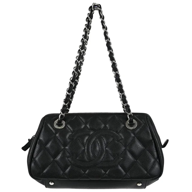 Chanel 2009-2010 Black Caviar Skin Bowler Bag Handbag in Black Caviar leather from AMORE Vintage Tokyo