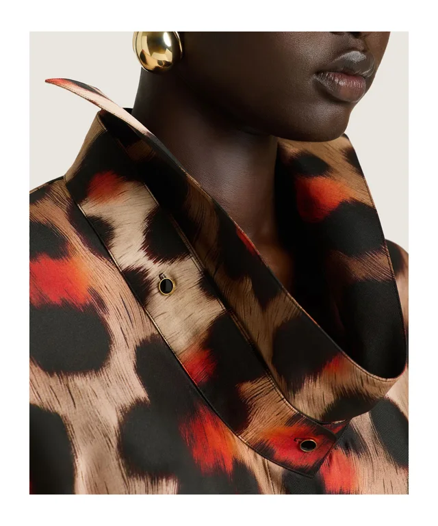 Givenchy Shirt dress in leopard silk with deconstructed collar, photo 8 of 8 from SENSER