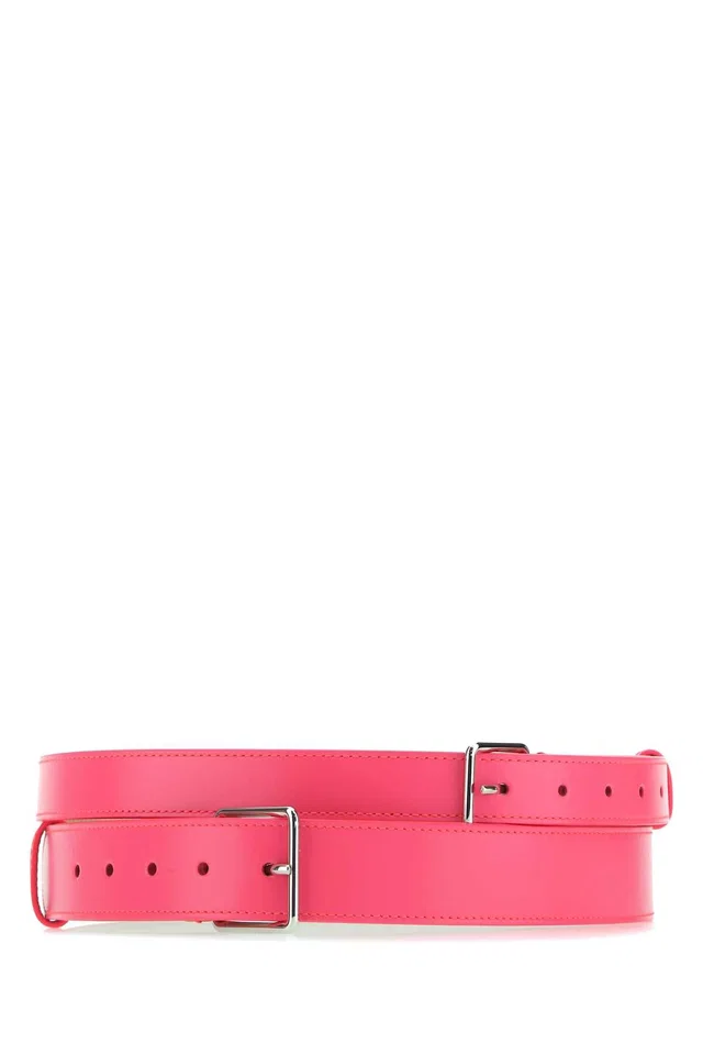 Alexander McQueen Double-Buckle Belt — Pink Leather in Pink Leather from HEWI