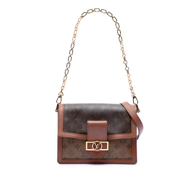 Brown Louis Vuitton Monogram Reverse Dauphine MM Satchel in Brown Canvas from Designer Revival