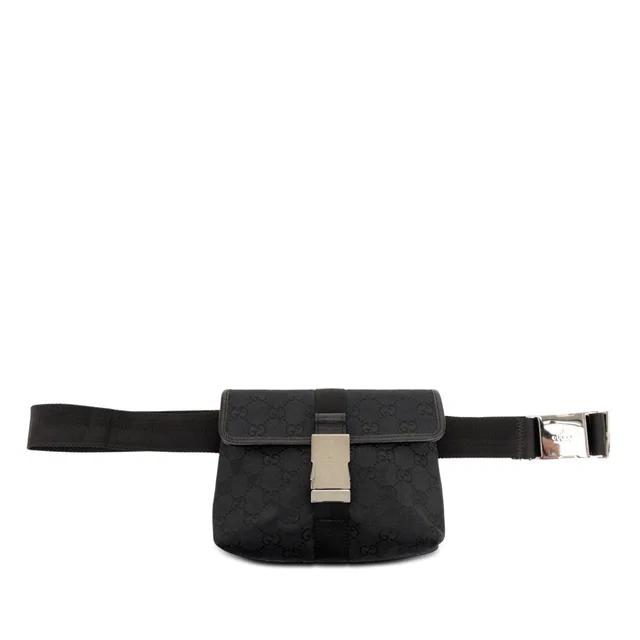 Black Gucci GG Canvas Belt Bag in Black Canvas from Designer Revival