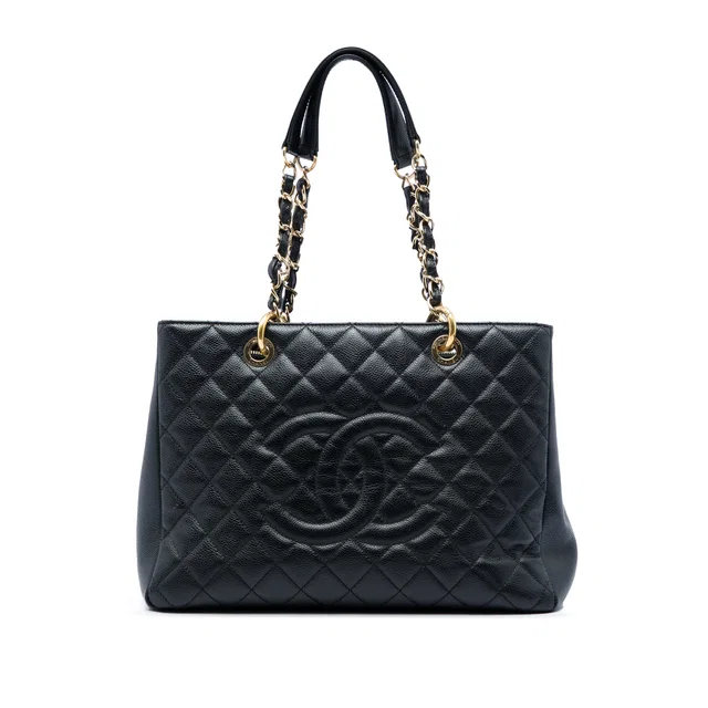 Black Chanel Caviar Grand Shopping Tote in Black Caviar leather from Designer Revival