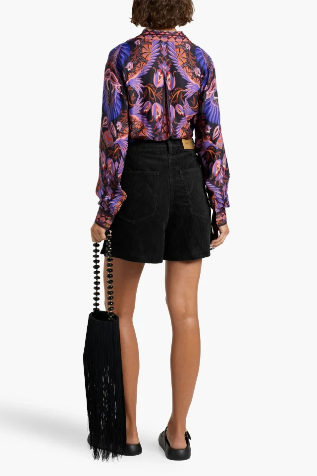 Farm Rio Farmrio Cotton-Corduroy Pleated Shorts, photo 3 of 4 from THE OUTNET