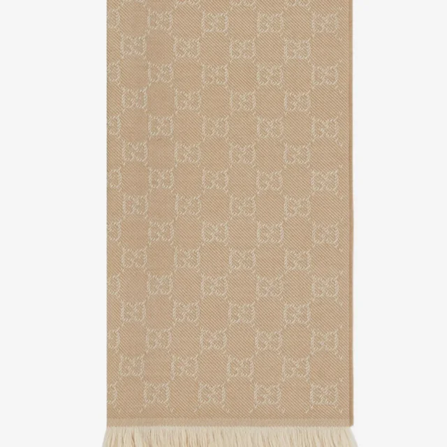 Gucci Gg Motif Wool Scarf — Beige Scarfs in Beige Wool from HEWI, photo 3 of 3