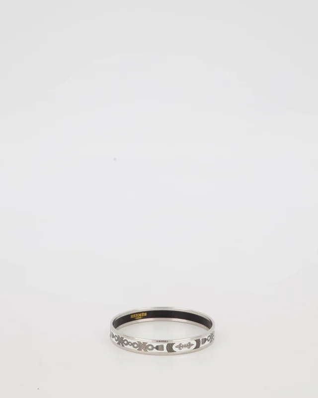 Hermès Enamel Printed Narrow Grand Apparat Bangle in White from Sellier, photo 2 of 3