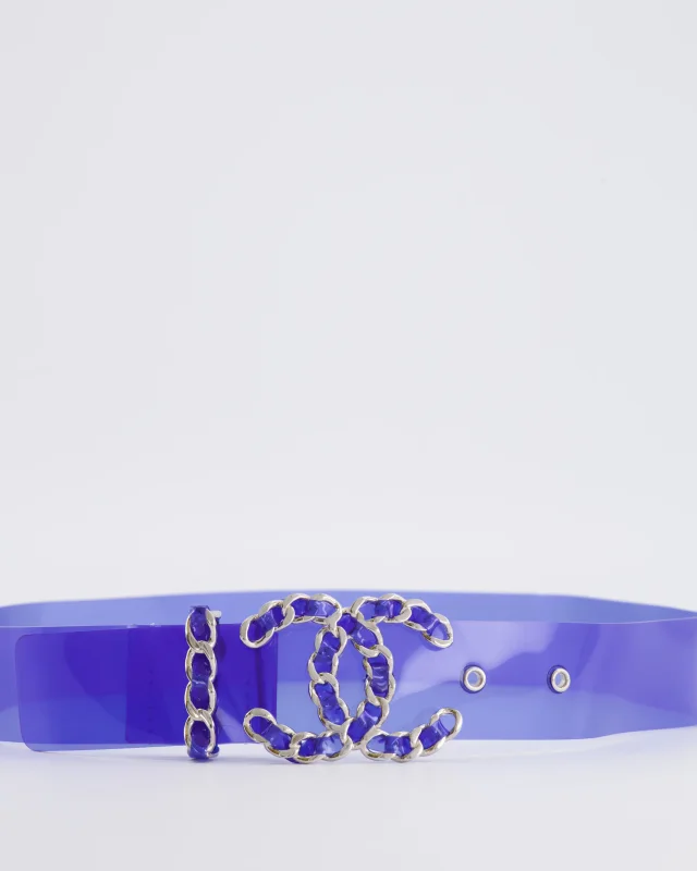 Chanel 18C Blue PVC Belt with Silver CC Chain Logo Buckle 65cm in Blue from Sellier, photo 2 of 8