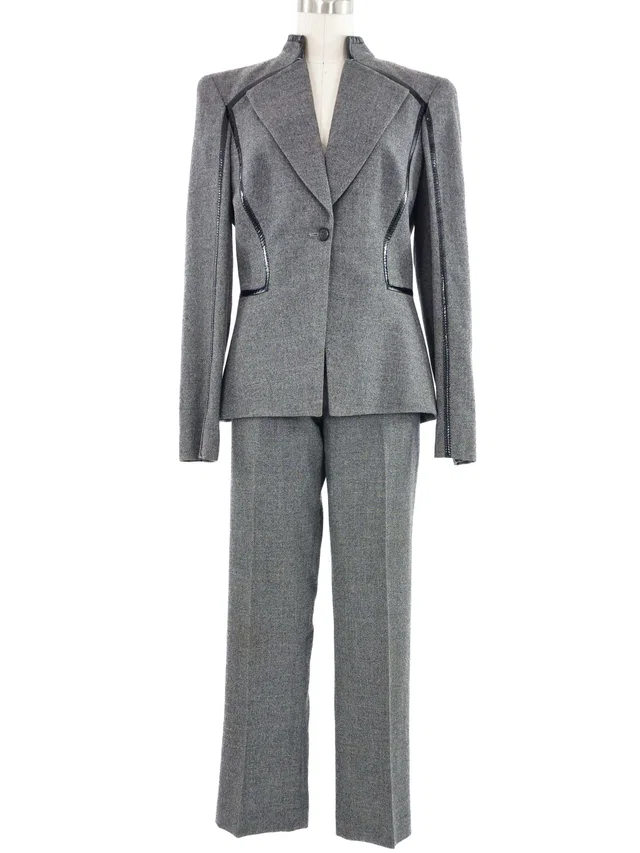 2007 Alexander McQueen Patent Trim Pant Suit in Patent leather from Arcade Vintage
