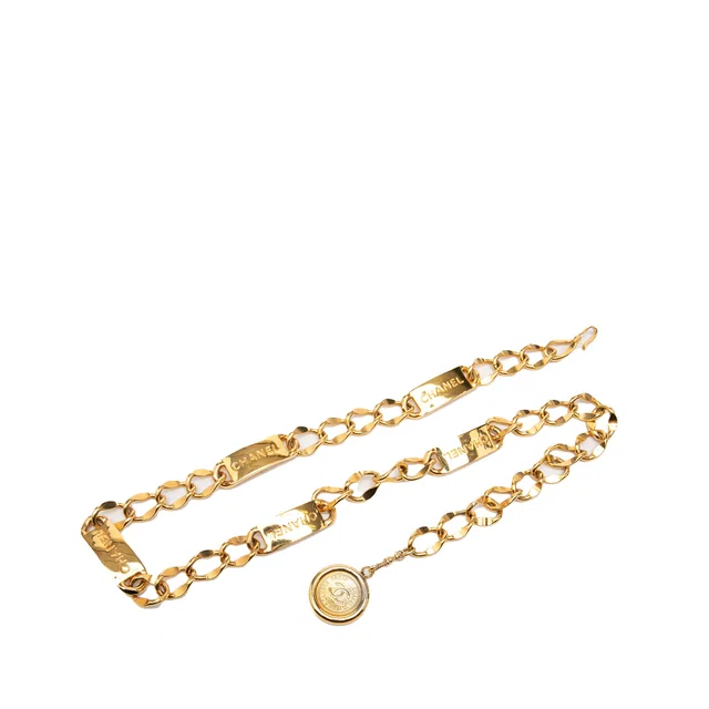 Gold Chanel CC Gold Plated Medallion Chain Belt in Gold from Designer Revival