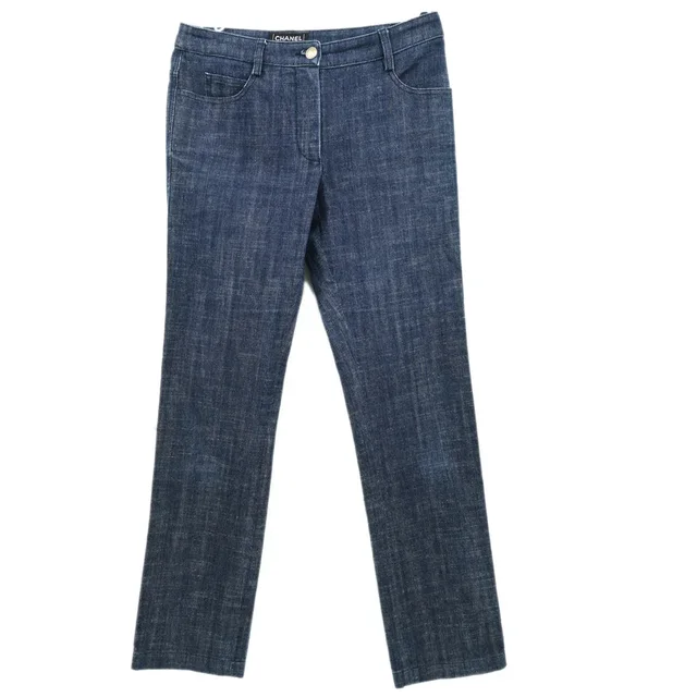 Chanel Long Denim Pants Indigo 05C #36 in Denim from AMORE Vintage Tokyo