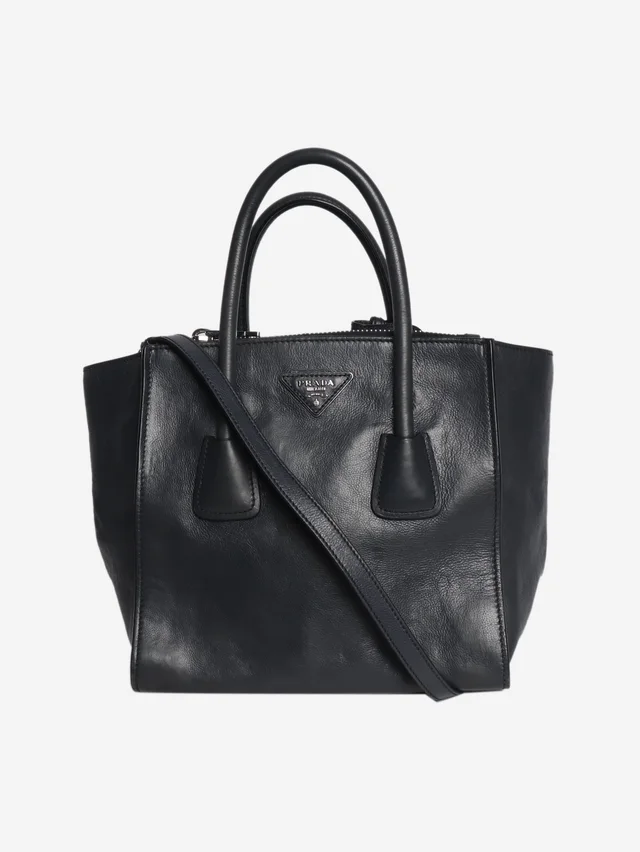 Prada Navy glace calfskin twin pocket bag in Navy Calfskin from Sign of the Times