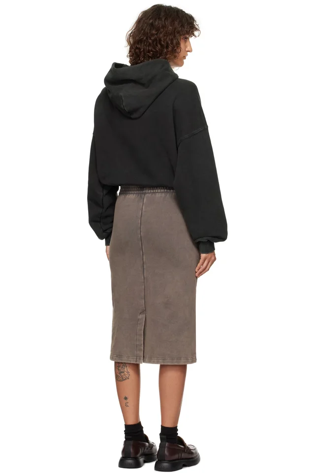 We11done Black & Brown Layered Hoodie Midi Dress, photo 3 of 4 from SSENSE