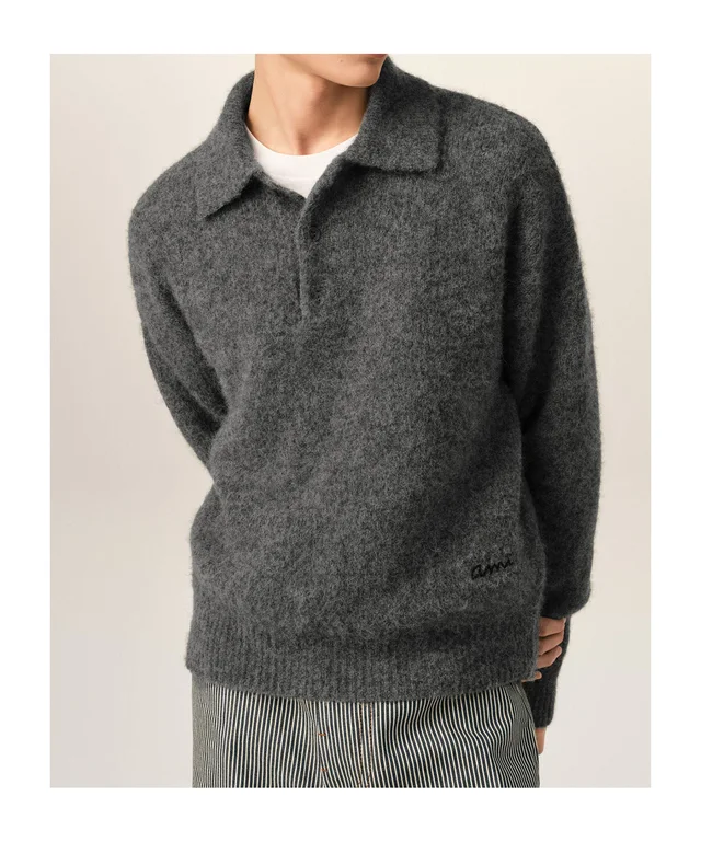 Ami Paris Logo Embroidered Long-Sleeved Polo Shirt, photo 2 of 6 from SENSER