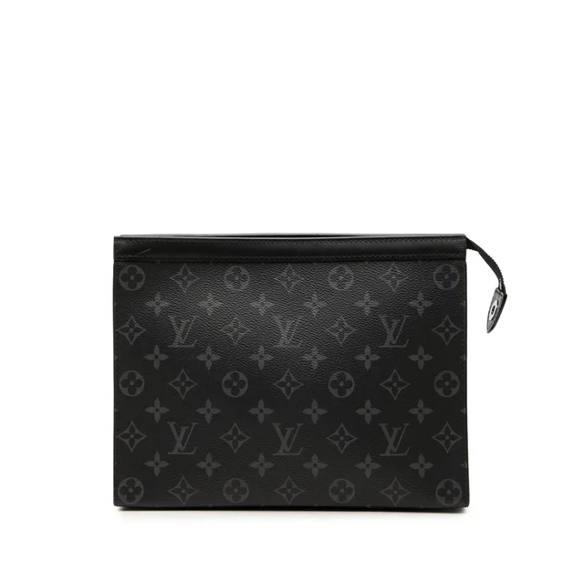 Black Louis Vuitton Monogram Eclipse Pochette Voyage MM Clutch Bag in Black Canvas from Designer Revival