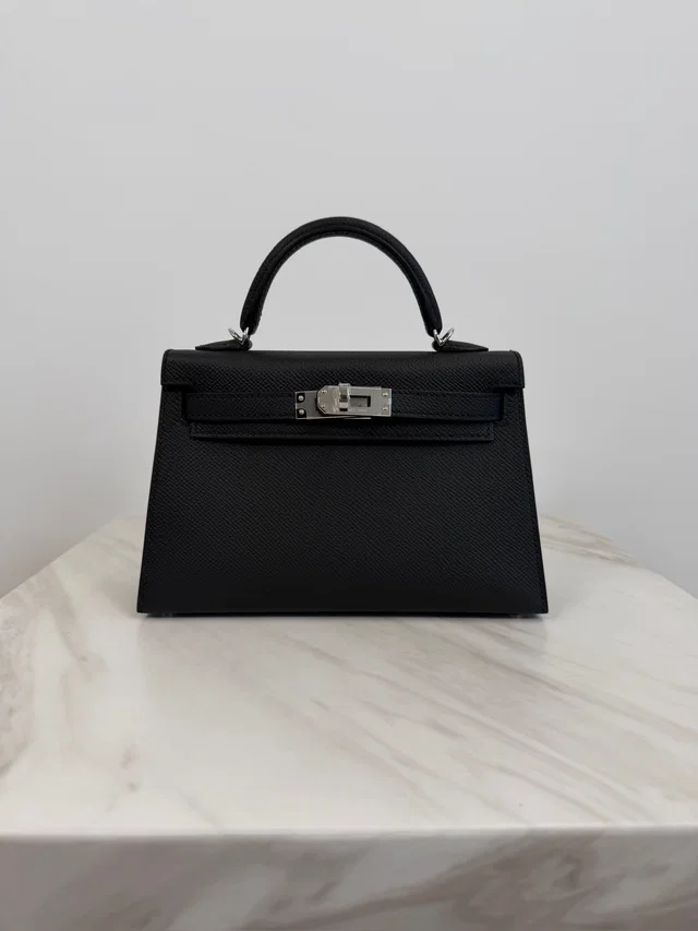 Hermès Mini Kelly HSS Verso Black/ Bordeaux Epsom Palladium Hardware in Black Epsom leather from Luxury Promise