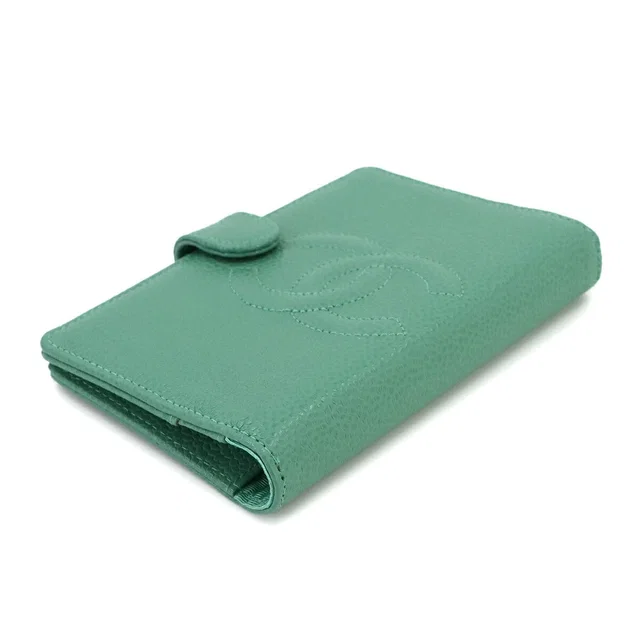 Chanel Mini Agenda Notebook Cover Caviar Skin Leather Mint Green A13506 Coco Mark Gold Hardware Mini… in Green Caviar leather from Luxury Promise
