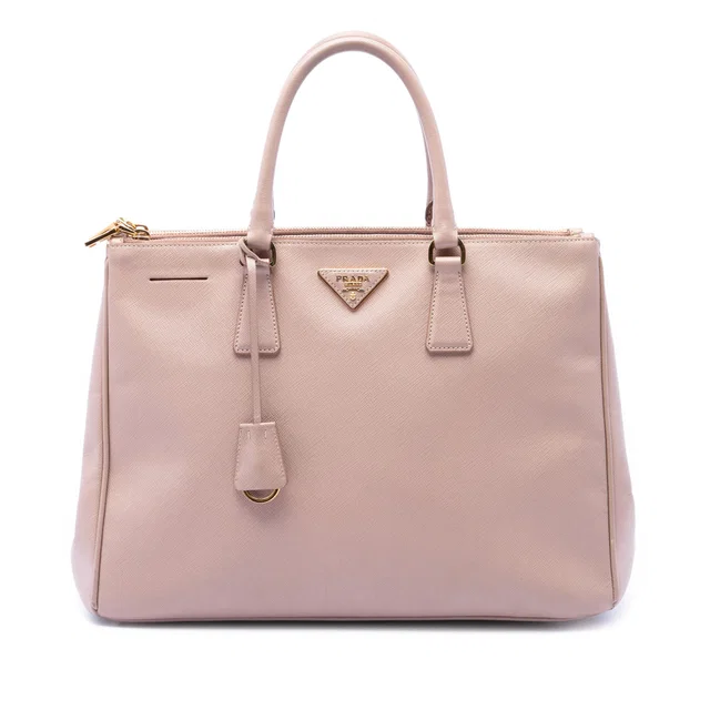 Brown Prada Large Saffiano Lux Galleria Double Zip Satchel in Brown Saffiano leather from Designer Revival