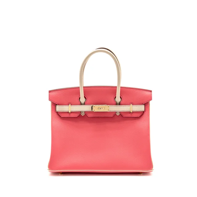 Hermès Birkin 30 special order epsom rose azalee / craie LGHW stamp C in White Epsom leather from EMIER