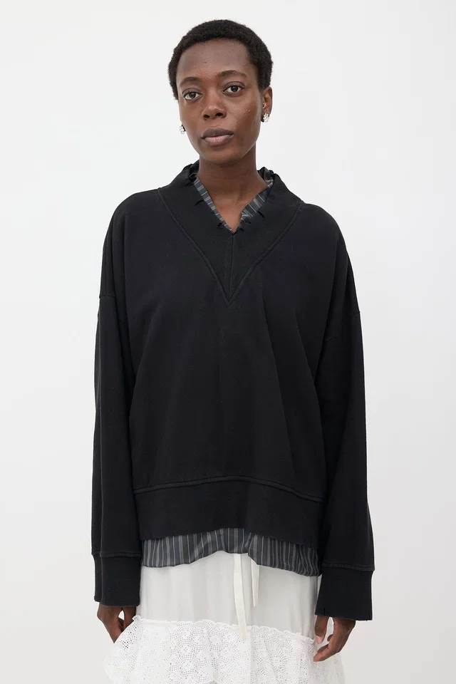 Maison Margiela Distressed Layered Sweatshirt in Satin from VSP Consignment