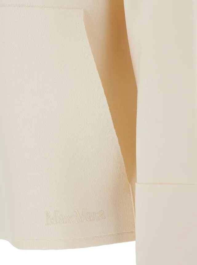 MAXMARA PURE 'Formato' White Sweatshirt with High Neck and Front Zip Closure in Viscose Blend for Women in White 65% Viscose 35% Polyamide, photo 5 of 6 from Gaudenzi Boutique