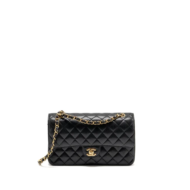 Chanel medium classic double flap bag caviar black GHW in Black Caviar leather from EMIER