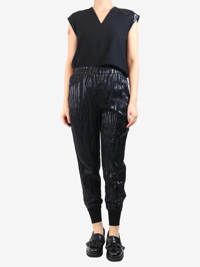 Stella McCartney Black zebra pattern trousers - size UK 8 in Black from Sign of the Times, photo 2 of 2