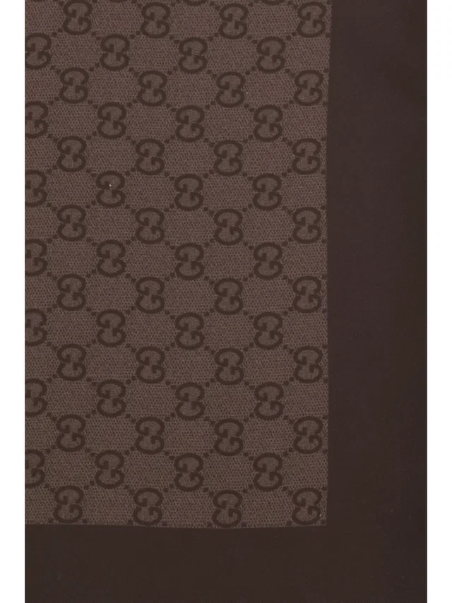 Gucci Gg Silk Twill Jacquard Scarf — Brown Scarfs in Brown Silk from HEWI