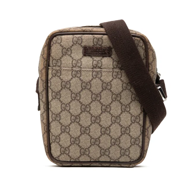 Beige Gucci GG Supreme Crossbody in Beige Coated canvas from Designer Revival
