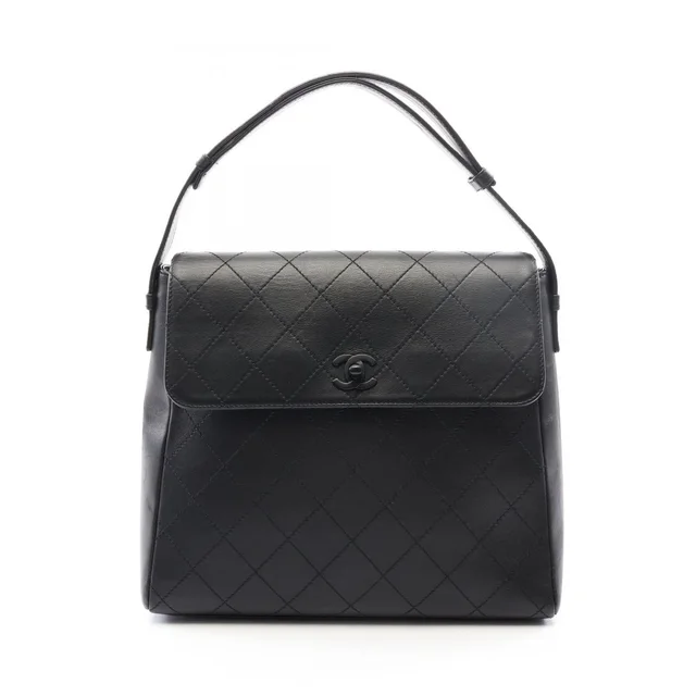Chanel Shoulder Bag Quilted Black Leather in Black Leather from The Reluxe