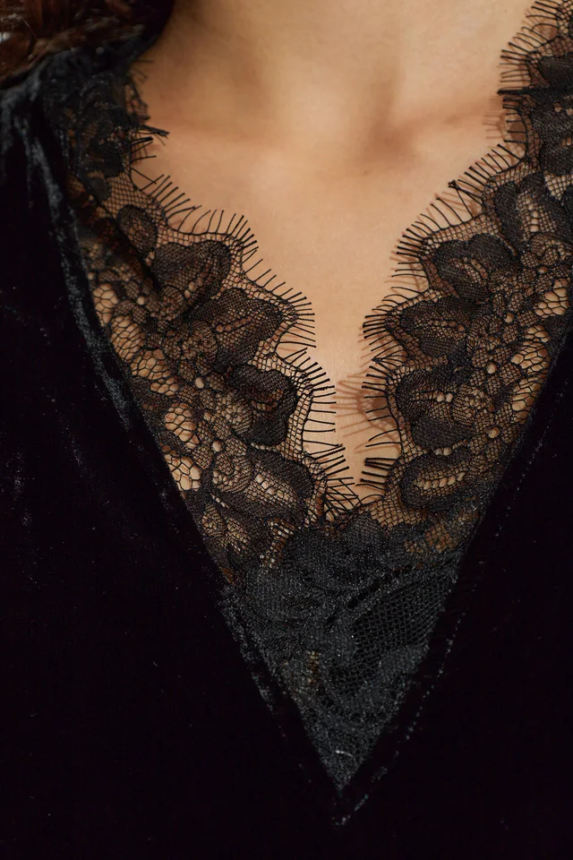 Ganni lace-trimmed velvet top, photo 4 of 4 from SENSER