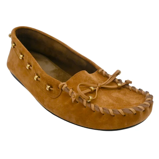 Khaite Milly Embellished Whipstitched Suede Loafers in Suede from Clotheshorse Anonymous