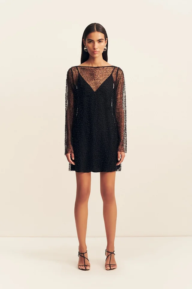 Shona Joy MONA BEADED LONG SLEEVE MINI DRESS - BLACK from Shona Joy, photo 1 of 1
