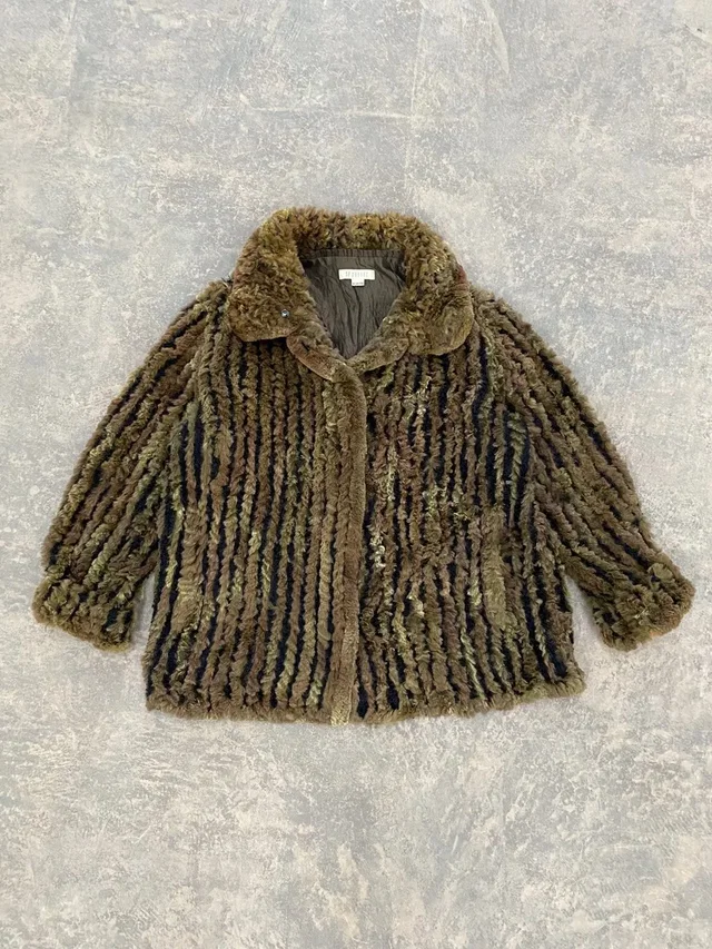 Furla Vintage Real Rabbit Fur Outerwear Jacket Not Mink Sable in Brown in brown|red from Grailed
