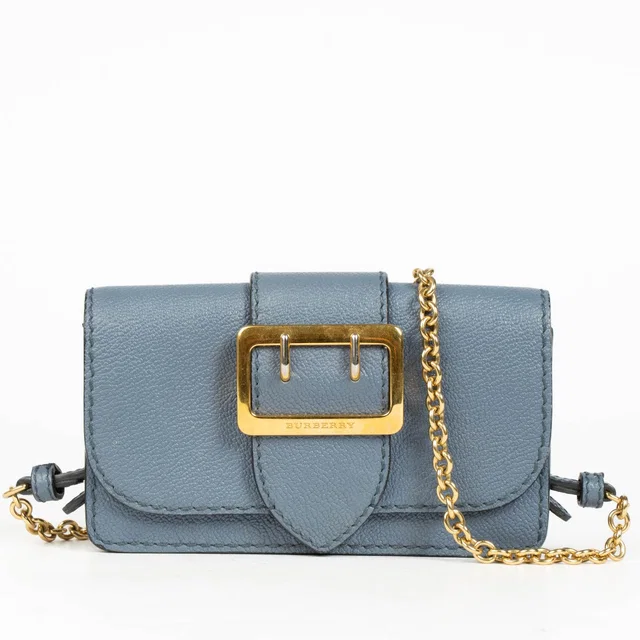 Burberry Blue Leather The Buckle Mini Crossbody Bag in Blue Leather from Labellov