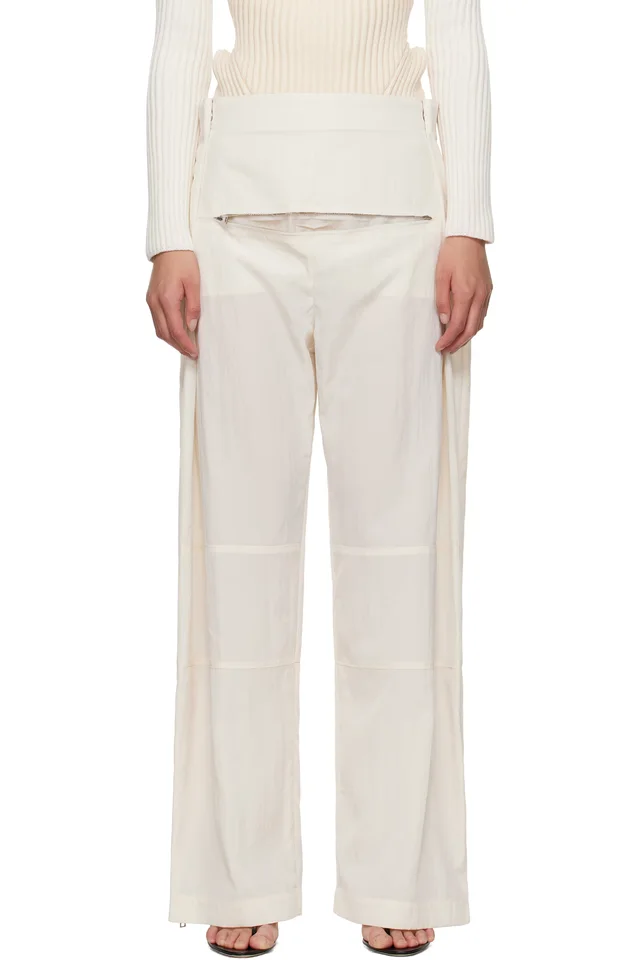 Jean Paul Gaultier Off-White Zip Trousers, image 1 of 1 from SSENSE