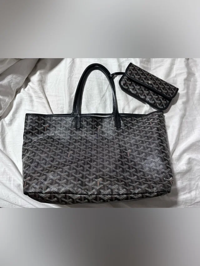 Goyard St Louis Mm Coated Leather Tote in black Leather from Poshmark