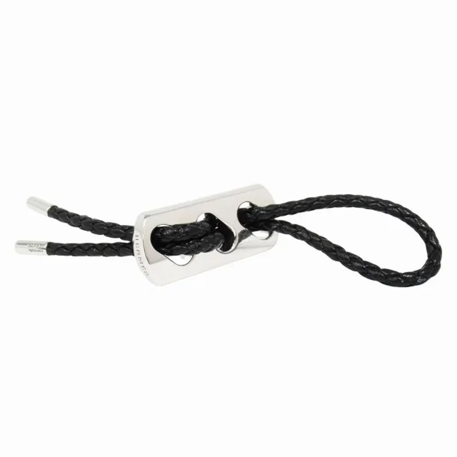 Hermès Key Holder Key Ring Charm Braided Leather Silver Black in Black Leather from The Reluxe